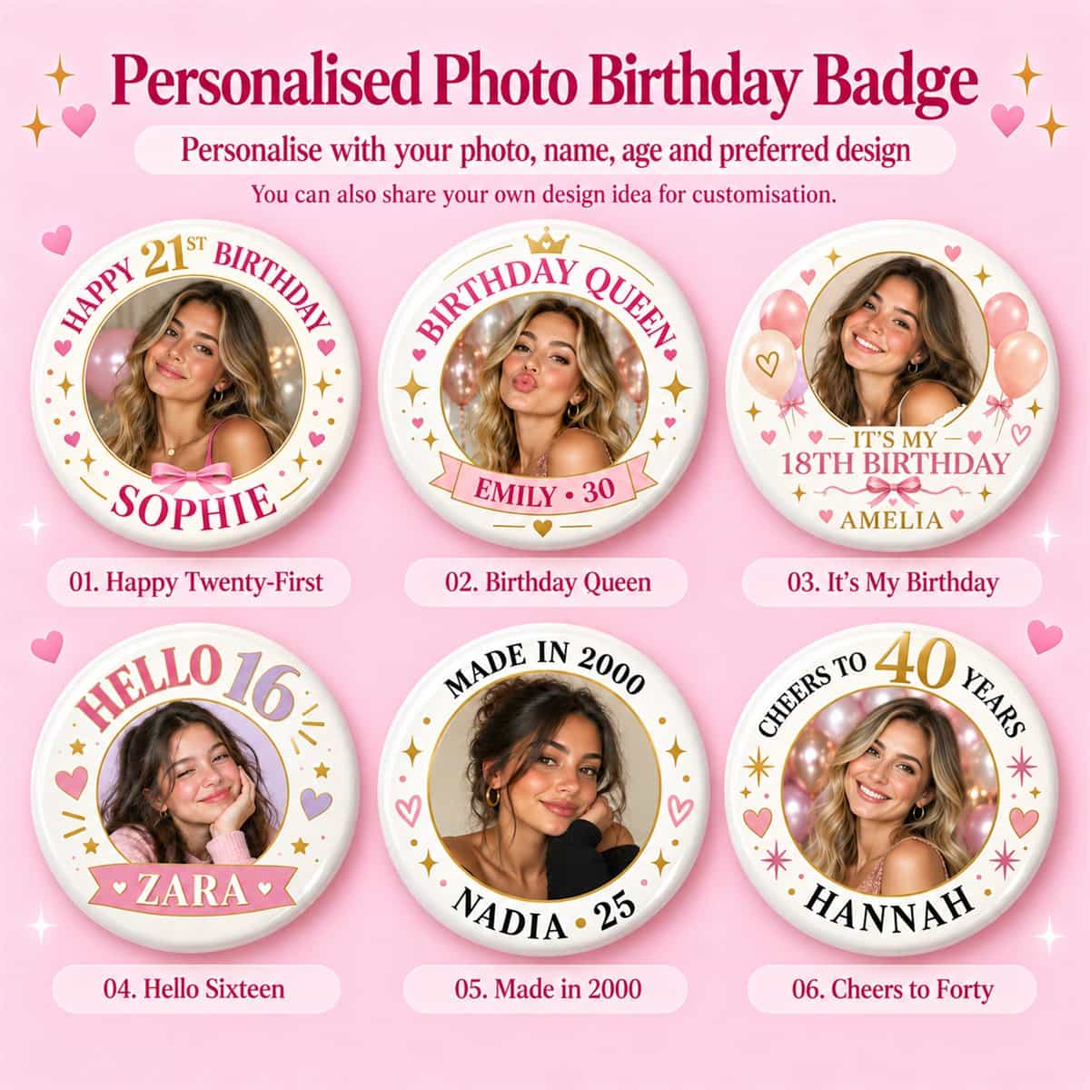 Personalized Photo Birthday Badge