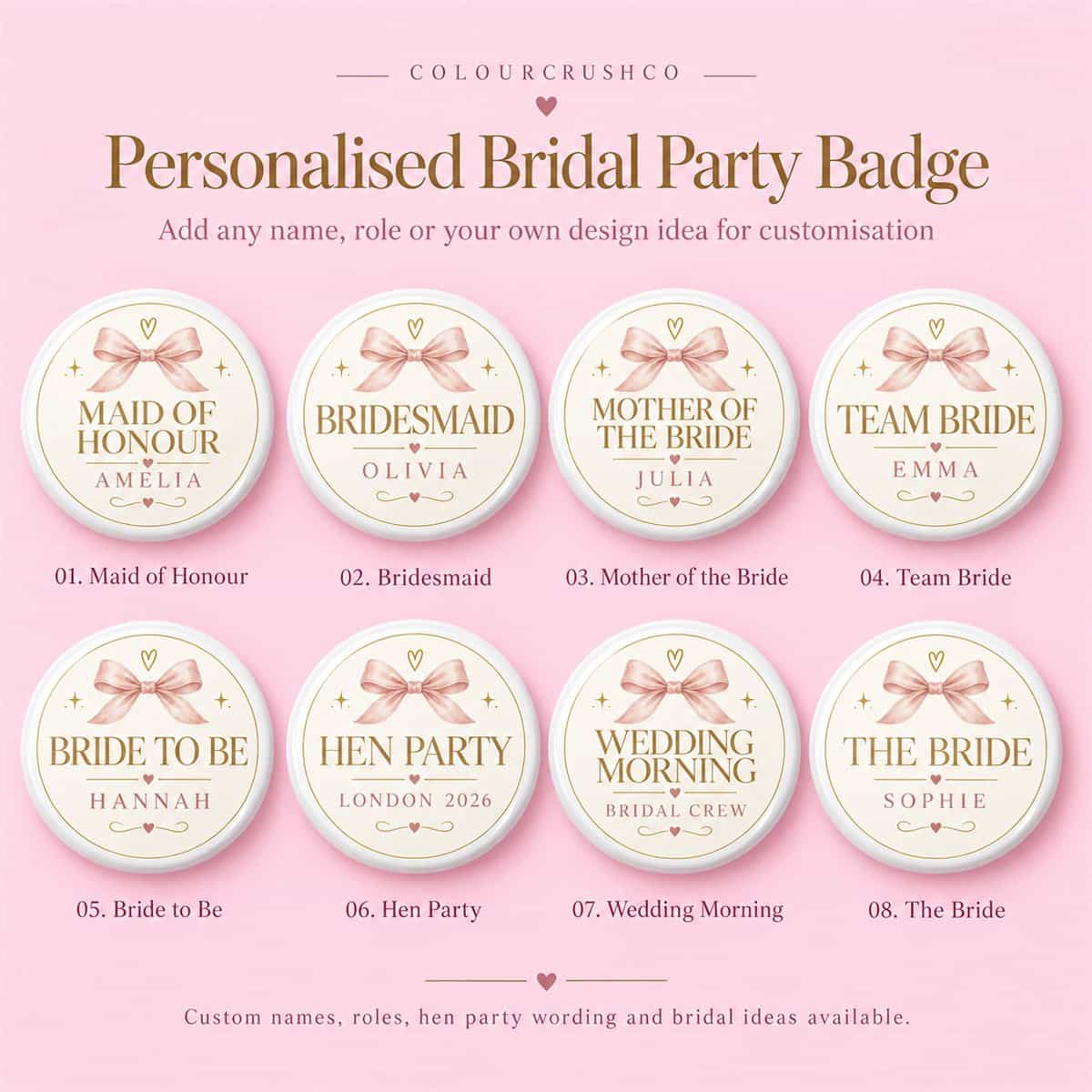 Personalized Bridal Party Badge