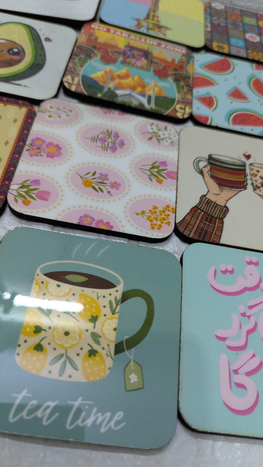 Real Colour Crush printed coaster photo in the UK. Real Colour Crush coaster design for desks, tables, and gifting in the UK.