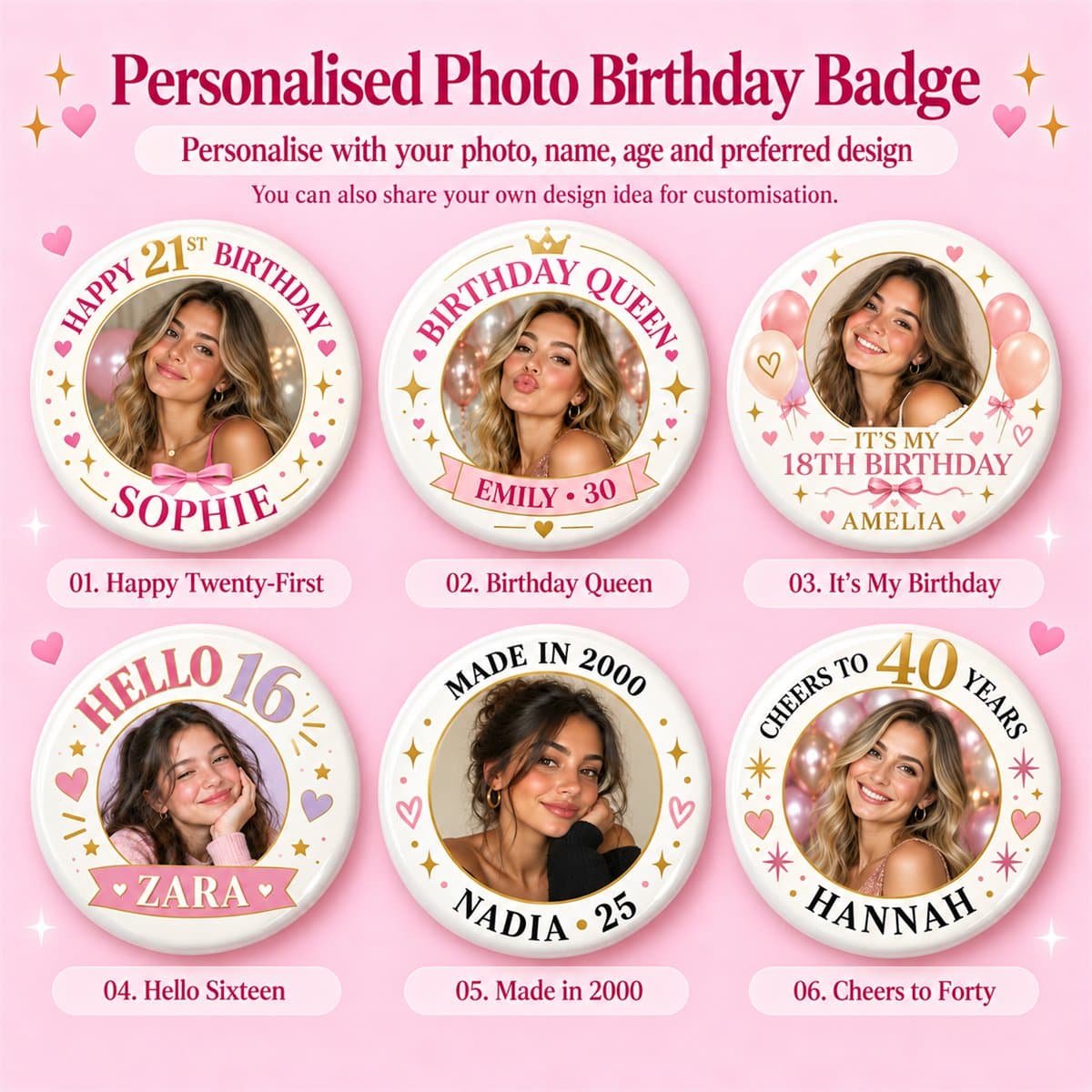 Custom Photo Birthday Pin Badge in the UK - photo 1 of 7