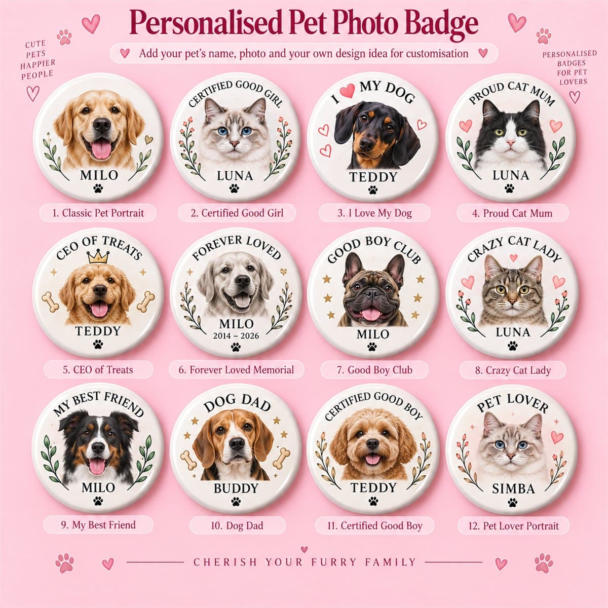 Personalized Pet Photo Pin Badge in the US - photo 1 of 7