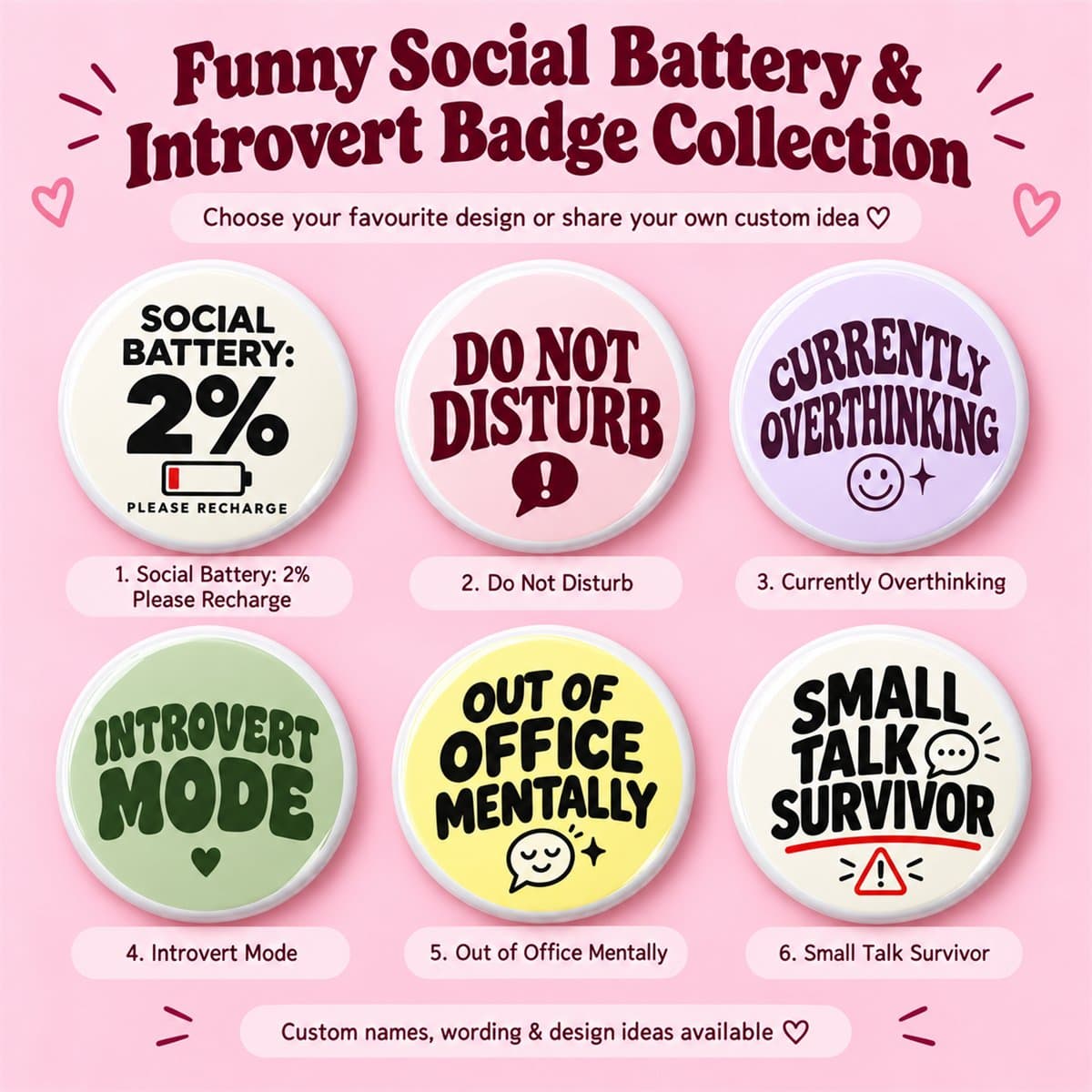 Funny Introvert Pin Badges in Pakistan | 6 Designs - photo 1 of 7