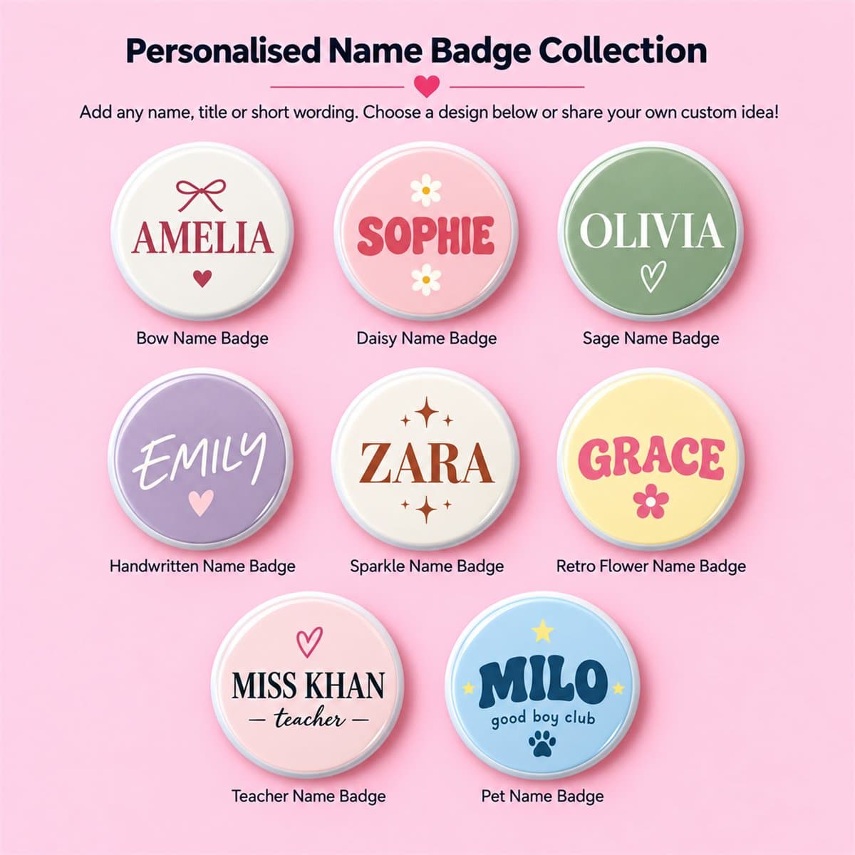Personalized Name Pin Badge in Pakistan | 8 Styles - photo 1 of 10