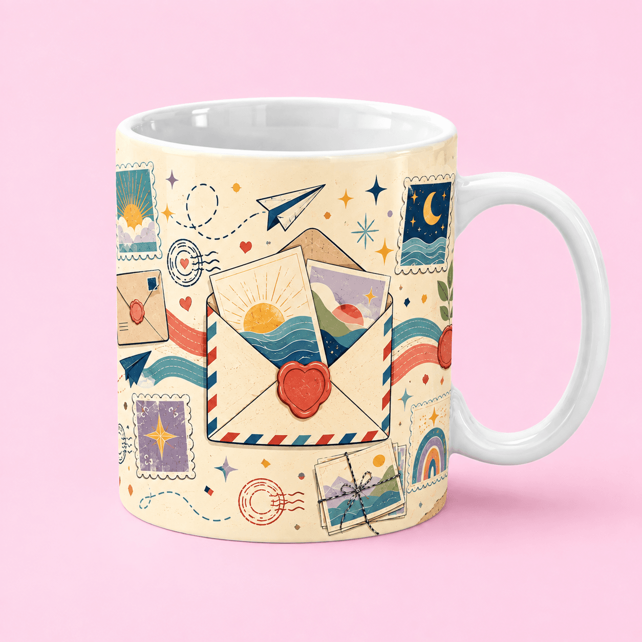 Travel Postcard Pattern Mug in Pakistan