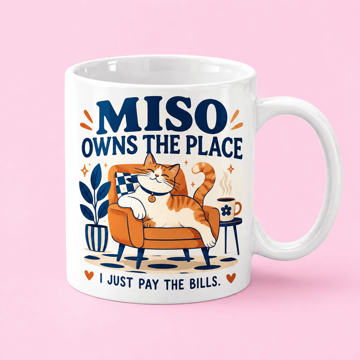 Personalized Cat Owns the Place Mug in Pakistan