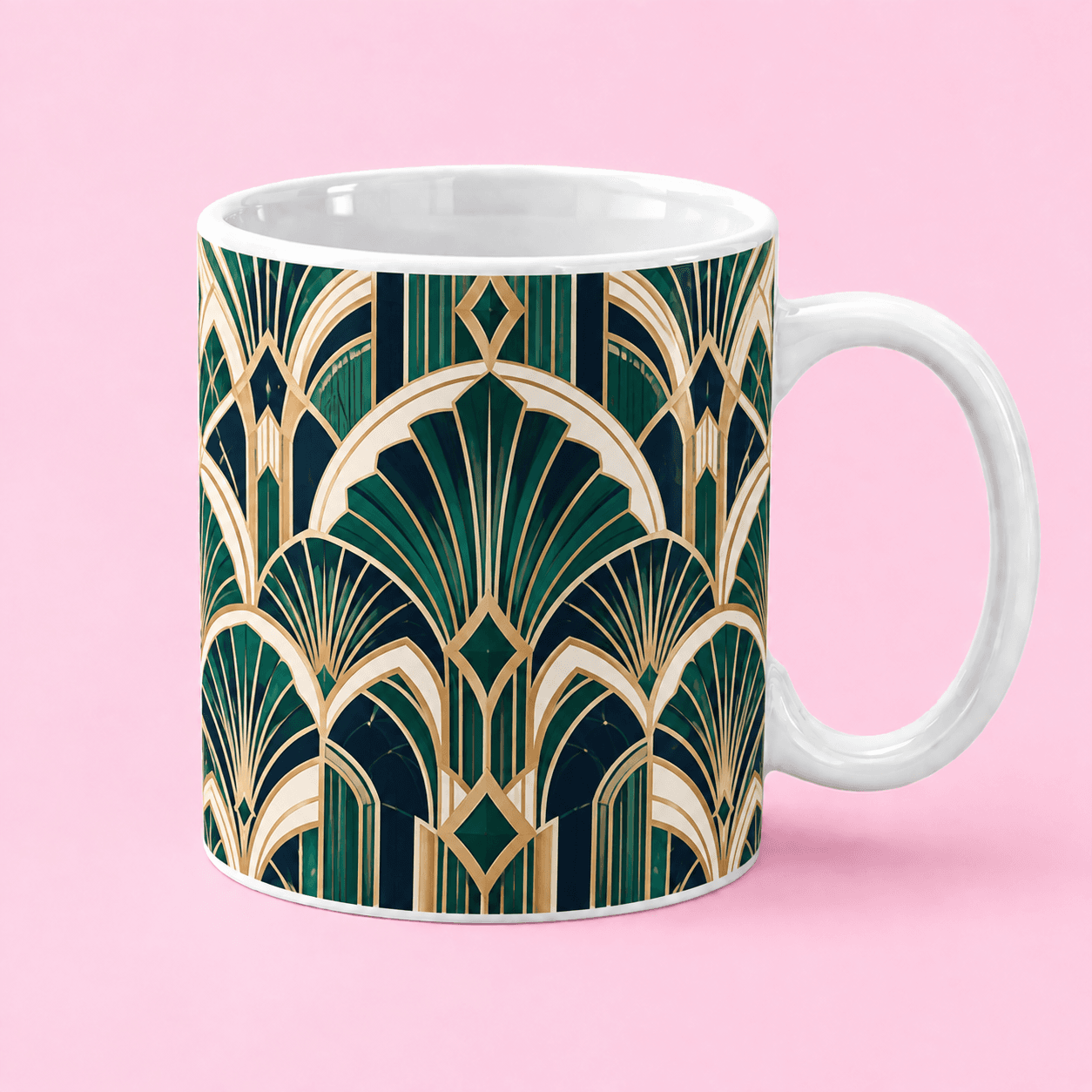 Green Art Deco Pattern Mug in Pakistan
