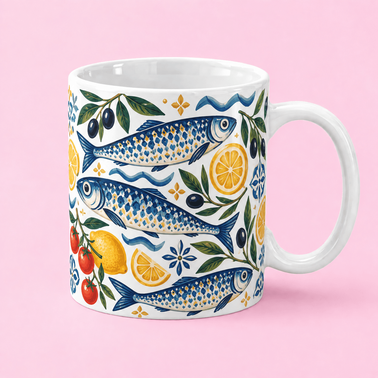 Mediterranean Fish Pattern Mug in the UK