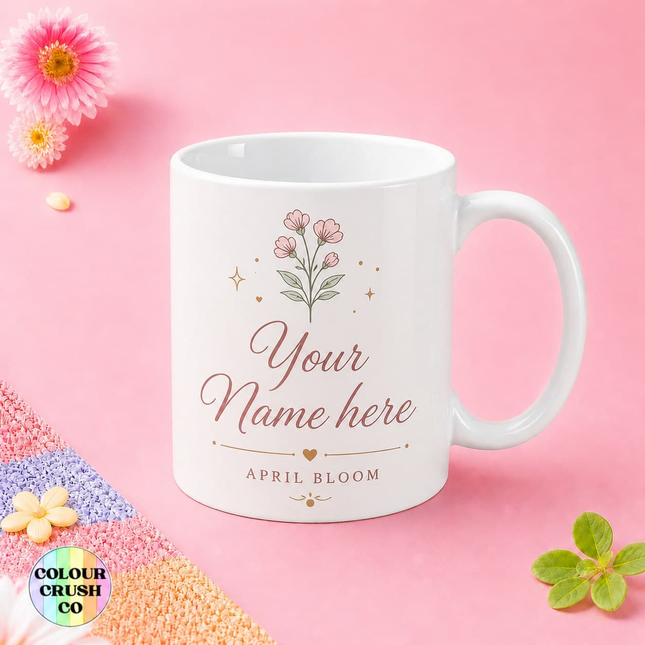 Personalized Birth Flower Name Mug image 1