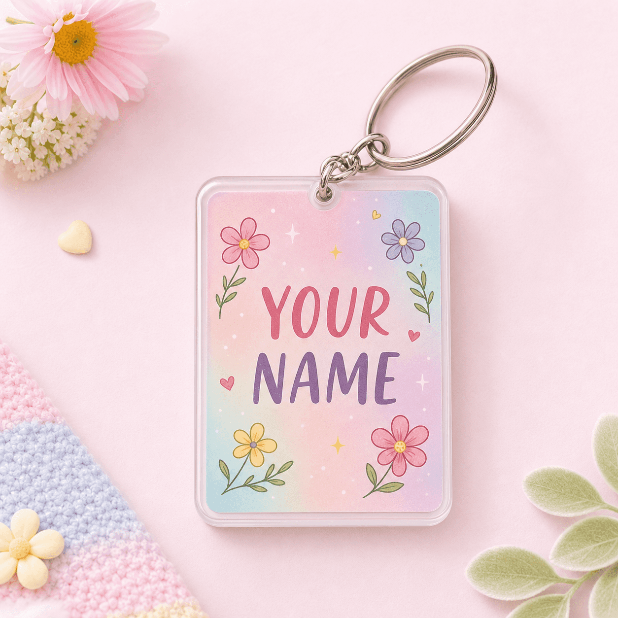 Personalized Name Rectangle Keychain