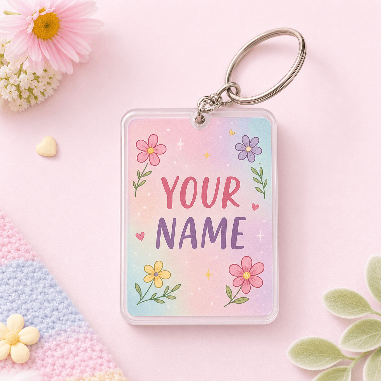 Personalized Name Rectangle Keychain image 1