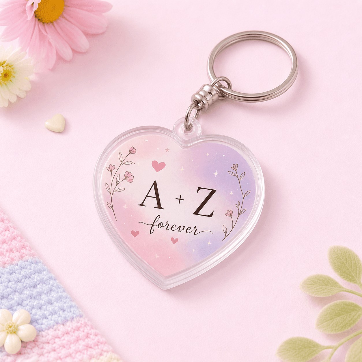 Couple Initials Heart Keychain image 1