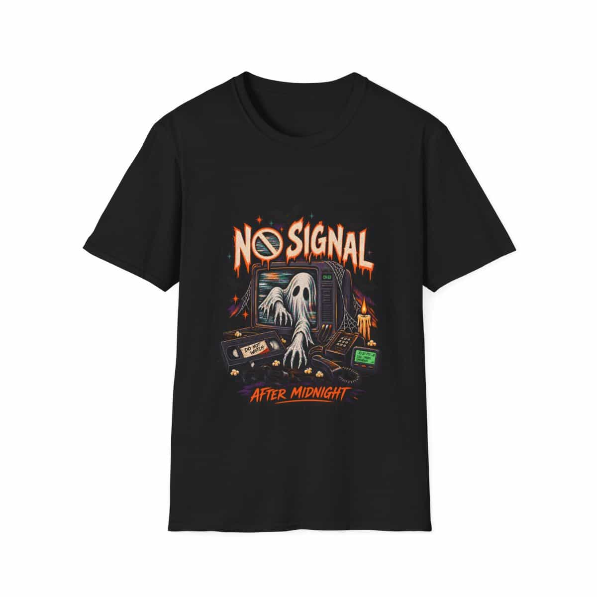 No Signal Haunted TV After Midnight T-Shirt - Black