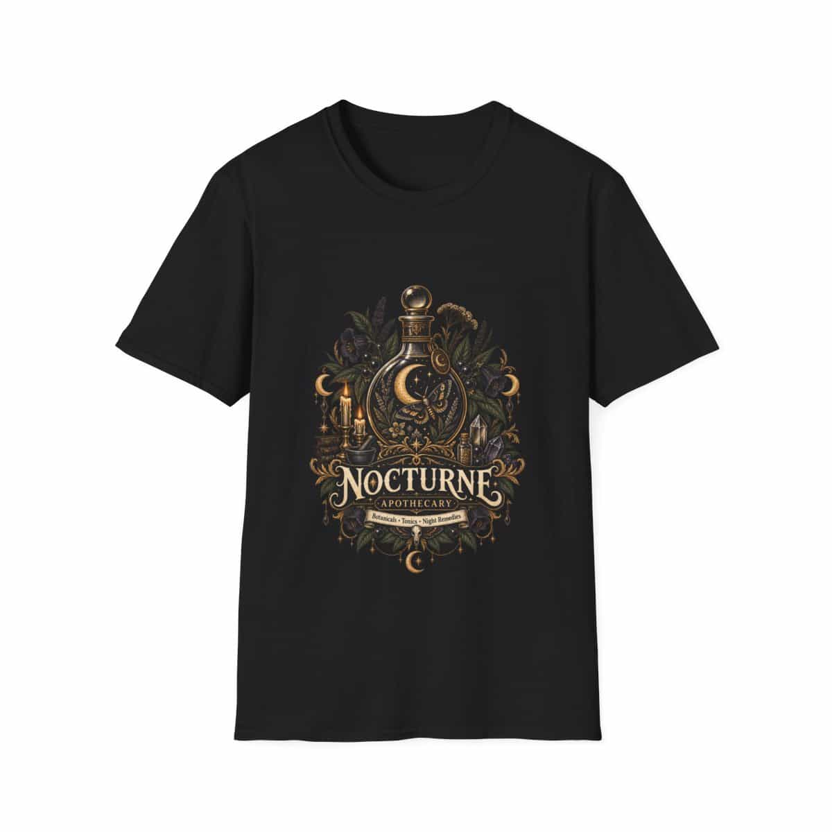 Mystical Nocturne Apothecary Emblem T-Shirt - Black