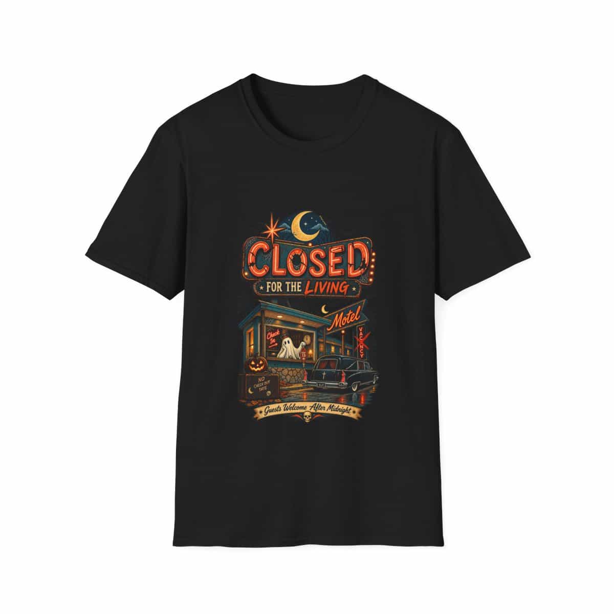 Closed Motel Guests Welcome After Midnight T-Shirt - Black