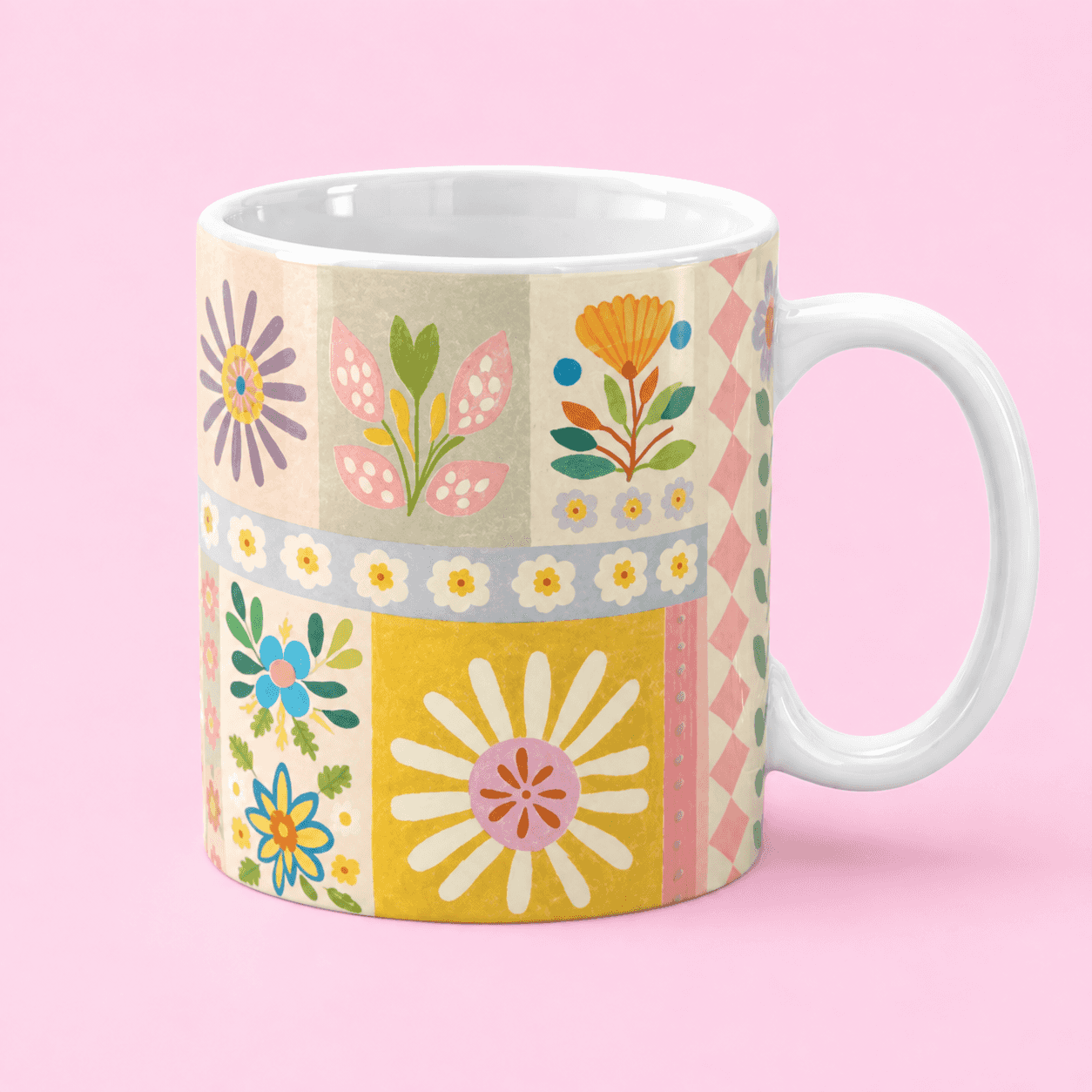 Pastel Folk Floral Mug