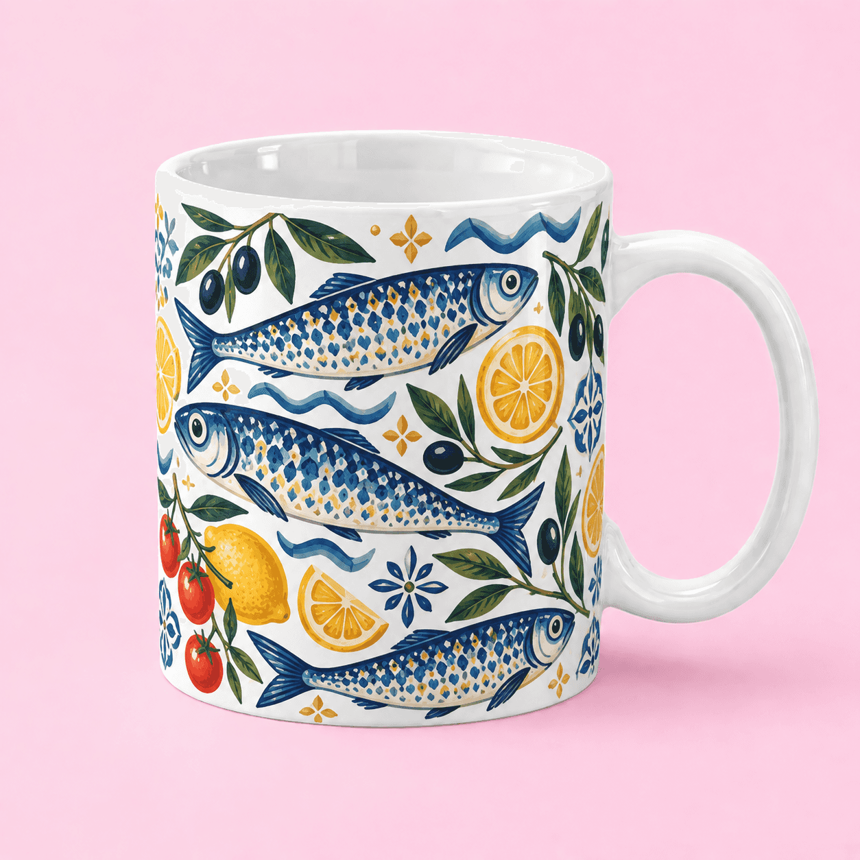 Mediterranean Fish Pattern Mug
