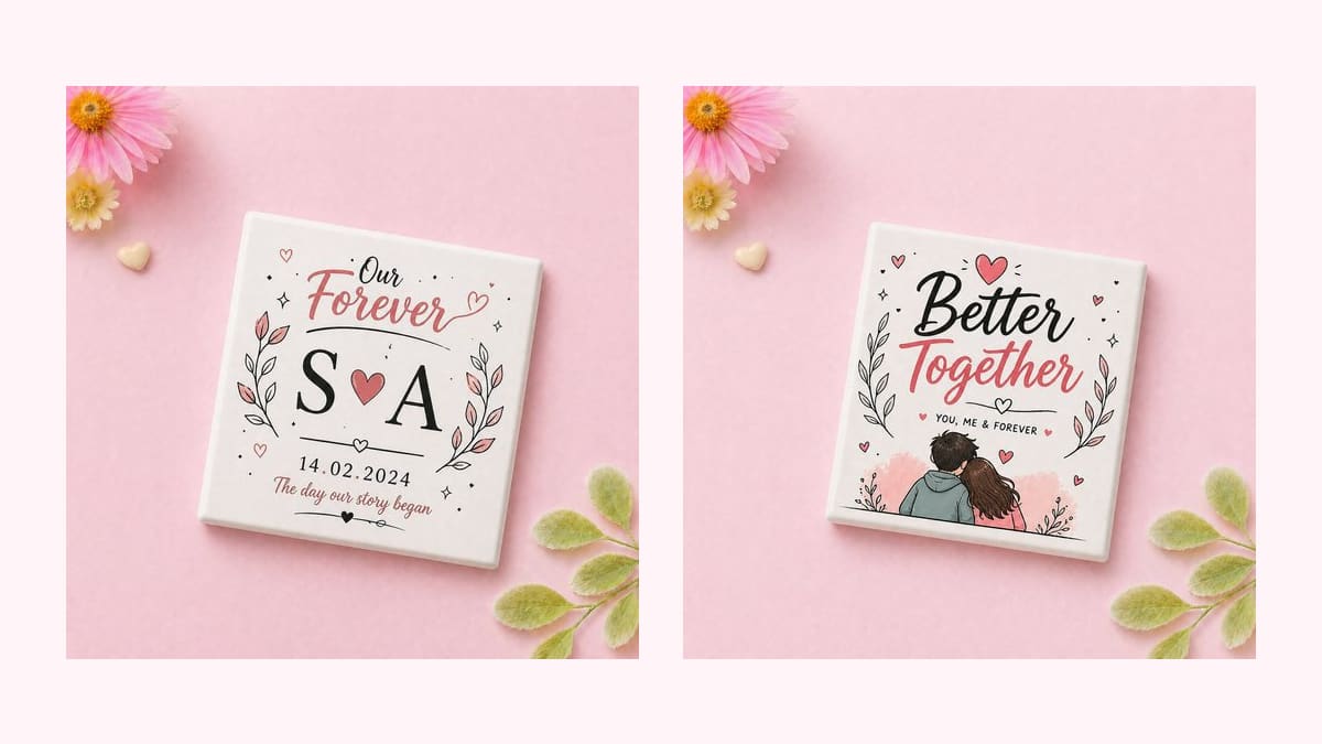 Ready-made anniversary and initials couple magnet designs from the Colour Crush catalogue