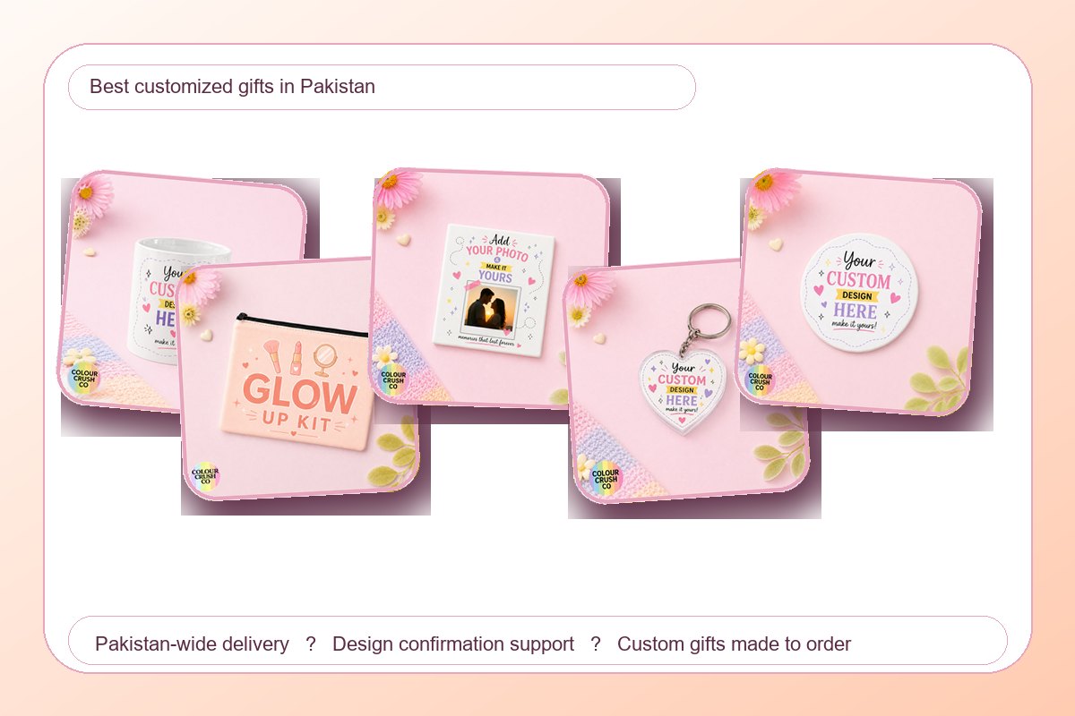 Best customized gifts in Pakistan with mugs, pouches, magnets, keychains and coasters