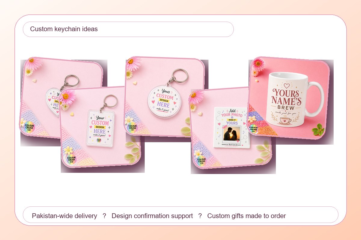 Custom keychain ideas in Pakistan with name, photo and shaped keychains