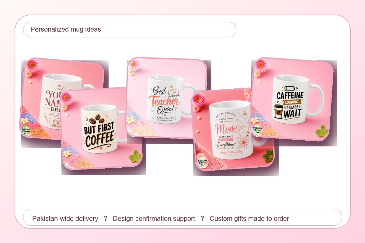 Personalized mug ideas in Pakistan with name, quote, teacher and mom mugs